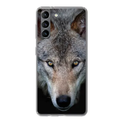 Produktbild von MuchoWow® Handyhülle Schutzhülle Hülle für Samsung Galaxy S21 Wolf - Porträt - Schwarz Silikon Softcase Handy Hülle - Softcase