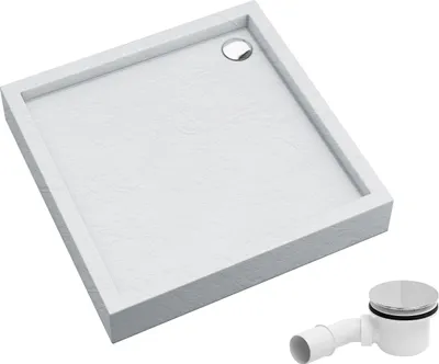 Produktbild von AQUABAD Duschwanne/Duschtasse Elegana mit LeakProtect Technologie White Stone 80x80cm Quadrat, inkl. Ablaufgarnitur / Siphon A49CR