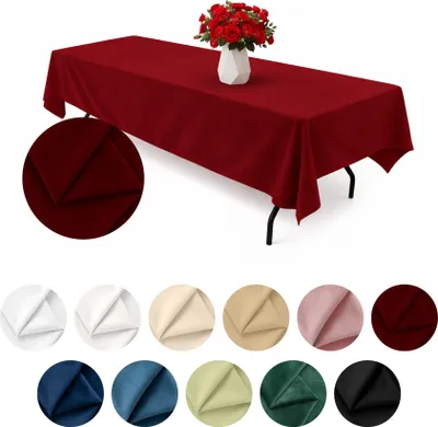 Produktbild von MEBLE ODNOWA, Tischdecke, Matter Samt-Tischdecke, Rechteckig, Bordeaux, 140×240 cm, Velours, Tischschutz, Elegant, Formstabil, Elastisch, Strapazierfähig, Maschinenwaschbar