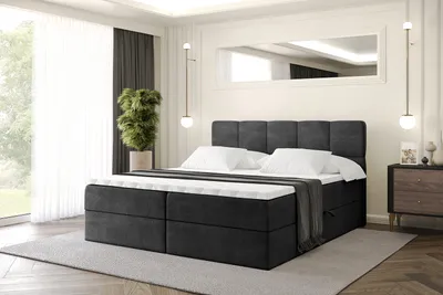 Produktbild von ALTDECOR Boxspringbett mit Matratze und Lattenrost, Topper, Polsterbett mit Bettkasten, Bett mit Stauraum H3-Matratze, Doppelbett, Boxbett  - LIRO - 120x200 - Schwarz Casablanca
