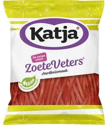 Produktbild von Katja Zoete Veters Aardbei 125g – Fruchtig-süße Erdbeer-Lakritzschleifen Snack