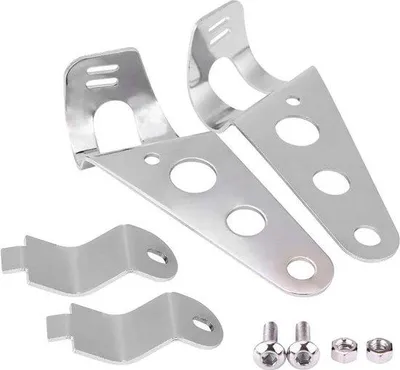 Zdjęcie produktu dla Uchwyty do lamp motocyklowych, 2 sztuki, 28–34 mm, aluminium – uniwersalne – srebrne.