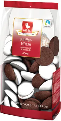 Produktbild von Weiss Pfeffernüsse teilschokoliert köstlich würziger Lebkuchen 600g