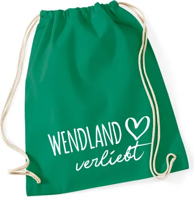Produktbild von Huuraa Turnbeutel Wendland verliebt 12 Liter Kelly Green Baumwolle Rucksack Geschenkidee