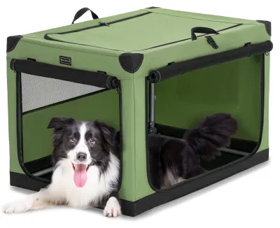Klappbare Hundebox, Oxford-Stoff, 90,5x61x58,5 cm, Grün