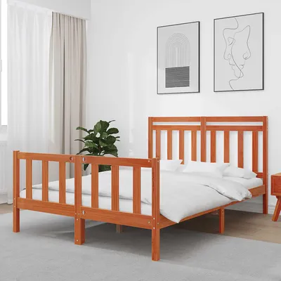 Image de Maison Exclusive - Cadre de lit avec tête de lit brun cire 205,5 x 165,5 x 100 cm