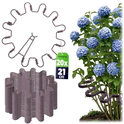 Produktbild von KADAX Staudenhalter Rund Ø 21 cm im 20er Set, Pflanzenhalter aus Kunststoff, Pflanzenstütze, Staudenstütze für Hortensien & Pfingstrosen, Hortensienhalter, Pflanzring ( Braun, 20 Stück)