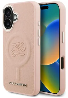 Obrázek produktu pro Pouzdro Karl Lagerfeld Initial & Metal Logo MagSafe pro iPhone 16, růžové barvy