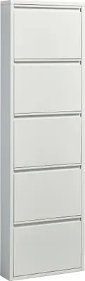 Produktbild von Schuhkipper >Bert< 5 Klappen, 10 paar Schuhe, in weiß, Metall  - 51x170x16cm (BxHxT)