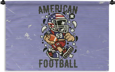 Produktbild von MuchoWow® Wandteppich Wandbehang Fußball - Amerika - Jahrgang 150x100 cm Tapisserie Dekoration Wandtuch - Waschbar - Tapisserien - Wand-Decke