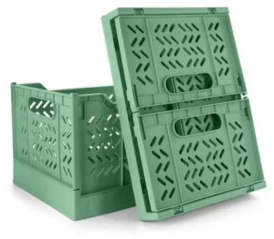 2er-Set faltbare Aufbewahrungsboxen, PP-Kunststoff, 24 l, grün