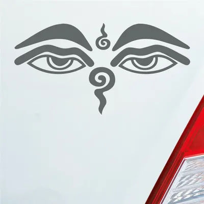 Produktbild von Auto Aufkleber Buddhismus Sehendes Auge Eye Buddha Asien 12x6 cm Grau Sticker Heckscheibenaufkleber