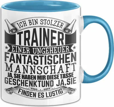 Produktbild von Trainer Geschenk Tasse Ich Bin Stolzer Trainer Fußball Basketball Eis-Hockey Trainer Geschenkidee (Blau)
