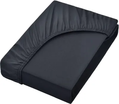 Produktbild von Jersey Spannbettlaken Spannbetttuch, 100% Baumwolle, 140x200cm, Schwarz