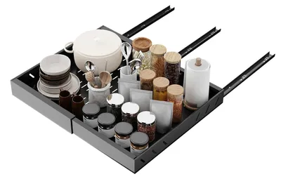 Produktbild von Ausziehbarer Schrank-Organizer - 1 Stück Regal - Erweiterbar - Größenverstellbar - Stahl - Für Küche, Vorrats- und Badezimmerschrank - Hellgrün