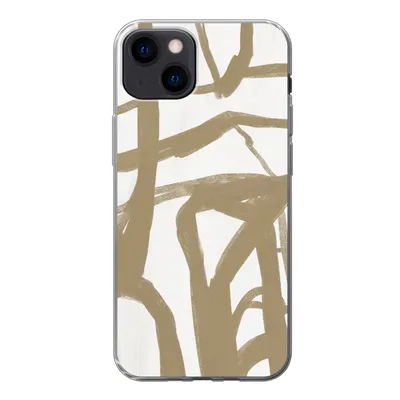 Produktbild von MuchoWow® Handyhülle Schutzhülle Hülle für iPhone 13 Braun - Weiß - Abstrakt Silikon Softcase Handy Hülle - Karteninhaber