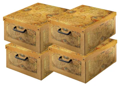 Imagen del producto de Lavatelli Set de 4 Cajas de Almacenaje con Tapa Marco Polo, 25 x 35 x 17,5 cm