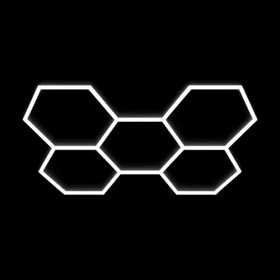Produktbild von MasterLED Hexagon LED Deckenleuchte – 5S Set – 192W – 168×238 cm – 6500K Kaltweiß – Werkstatt Lampe LED