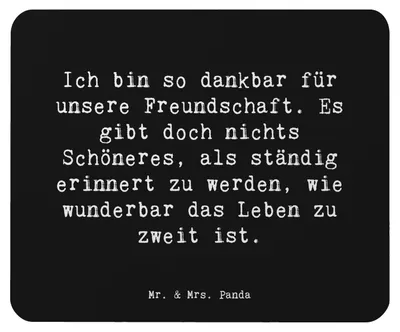 Produktbild von Mr. & Mrs. Panda Mouse Pad Spruch Dankbarkeit für Freundschaft - Schwarz - Geschenk, Zuneigung, Mauspad, Zitat, Stimmungen, Mousepad, Motivation, besondere Beziehung, pc