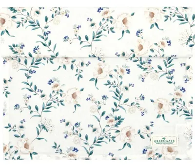 Produktbild von Greengate Tischläufer PHILIPPA Weiß mit Blumen und Zweigen Baumwolle 45x140