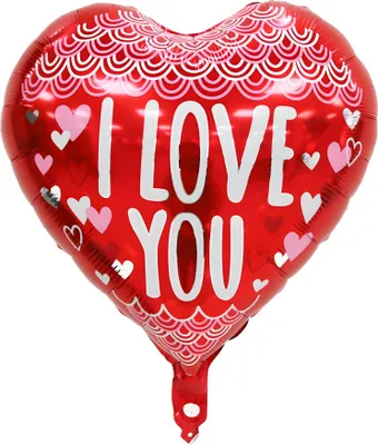 Zdjęcie produktu dla Balon foliowy serce 45 cm, kocham cię czerwony biały różowy