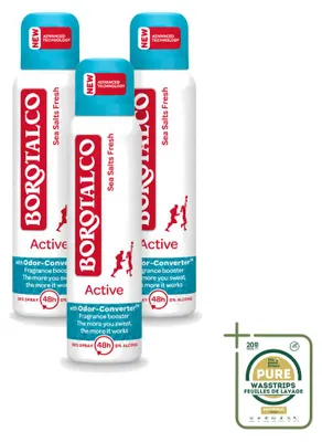 Produktbild von 3 x Borotalco Active Deodorant Spray Sea Salts Fresh - 150 ml - Vorratspackung - 3 Stücke