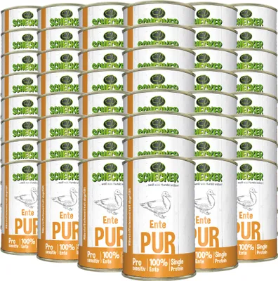 Produktbild von 48 x 410 g - Schecker 100% Ente PUR - Nassfutter Hunde - getreidefrei - glutenfrei