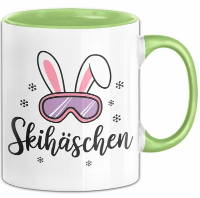 Produktbild von Skifahren Skifahrer Tasse Geschenk Skihäschen Geschenkidee Geschenkidee Lustig (Grün)