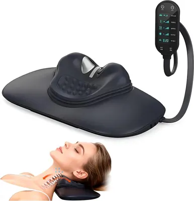 Produktbild von Nackenmassagegeräte, elektrisches Nackenstreckgerät mit Traktion, 3 Modi, 5 Temperaturstufen, mit Wärmekompresse, elektrisches Nackenmassagegerät