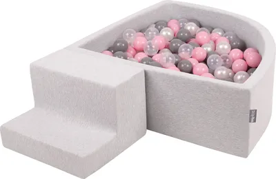 Produktbild von KiddyMoon Spielplatz Aus Schaumstoff Mit 100 Bälle 7cm Hindernisläufen Viertel Eckig Bällebad Mit Stüfchen Element Für Babys Und Kinder