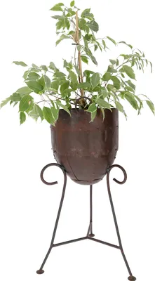 Produktbild von Blumenständer, Übertopf, Feuertopf - Höhe 70 cm, Braun, Metall, Vasen & Blumentöpfe