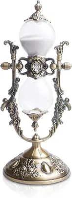 Produktbild von Messing zandloper timer met gouden frame - 15 Minuten - Decoratief - Wit zand - Modern Accessoire.