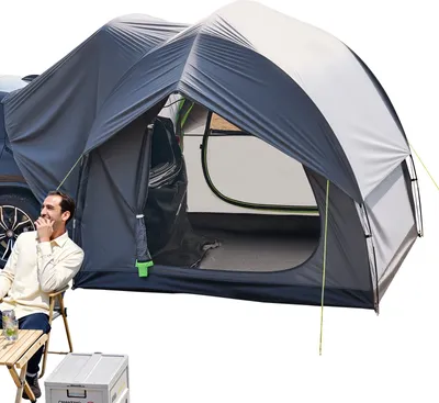 Obrázek produktu pro SucceBuy Stan SUV pro kempování, délka 2,44 m x šířka 2,44 m. Voděodolný PU2000 mm, prostorný dvouvrstvý. Pro 5-8 osob. Se síťovanými okny, pláštěnkou a úložným vakem