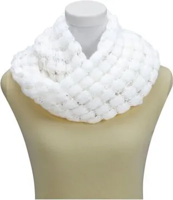 Produktbild von Schlauchschal für Sie weiss aufwendig gestrickt