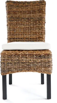 Produktbild von GRAND Stuhl aus geflochtenem Bananenblatt und Mango Holz, braun, mit Sitzkissen