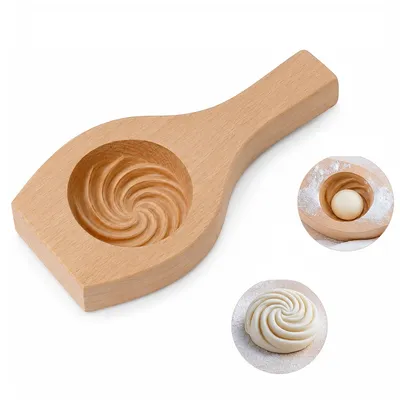 Produktbild von Baozi Form aus Holz, Dumpling Pressform, Teigform für asiatische Speisen, Holz Gebäckform für Baozi, Mantou, Blumenbrötchen & Mondkuchen