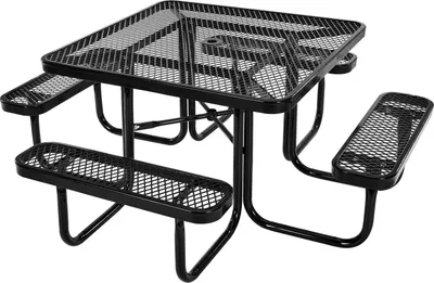 Zdjęcie produktu dla Stół piknikowy ogrodowy 116 cm - odporny na warunki z otworem na parasol