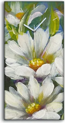 Produktbild von Leinwand Uhr Küche Wohnzimmer Bild 30x60 Gemälde Blumen Pflanzen Kunst - weiße Hände