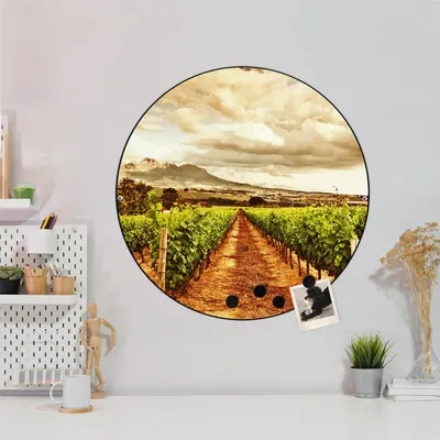 Produktbild von Design Stahlmagnettafel Schwarz Rund 47cm Weinberg