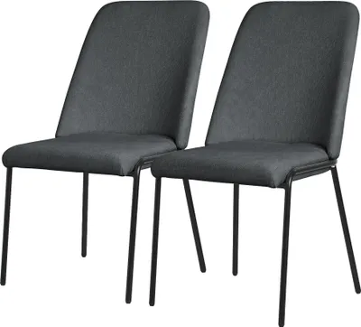 Obrázek produktu pro ML-Design jídelní židle sada 2 antracitových polyesterových kuchyňských židlí s kovovými nohami židle do obývacího pokoje s opěradlem čalouněné židle do jídelny