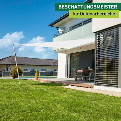 Produktbild von Sonnensegel Dreieck, 5x5x5m, weiß, wasserabweisend