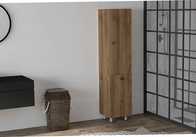 Zdjęcie produktu dla Skye Decor, Lipa- Lipa PUQ, kolor orzechowy, szafka na buty, 154,8x35x31,9 cm, 100% płyta wiórowa pokryta melaminą