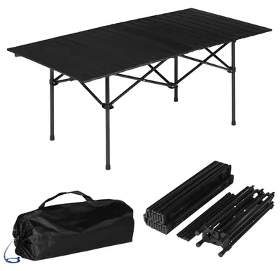 Produktbild von Klappbarer Campingtisch 120 x 55 cm, Schwarz, mit Tasche