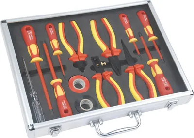 A tool kit laid out in a case.