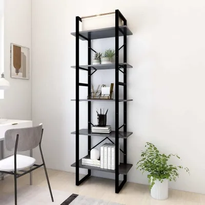 Imagen del producto de Maison Exclusive - Librería con 5 estantes, color gris, 60 x 30 x 175 cm, fabricada en madera compuesta
