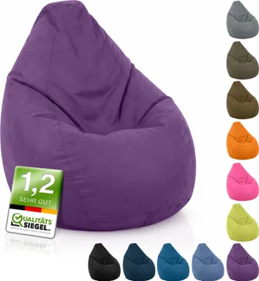 Produktbild von Green Bean® Sitzsack mit Rückenlehne "Drop" 60x60x90cm - Indoor Sitzkissen 220L EPS Perlen Füllung - Lila