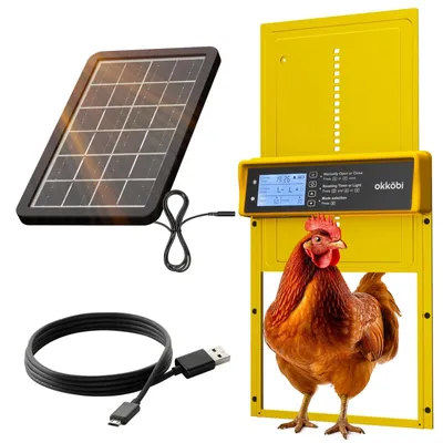 Productafbeelding van Kippenluik automatisch - Kippenhokdeur op zonne-energie - LCD-scherm - 24,4 x 20,8 cm - Afstandsbediening