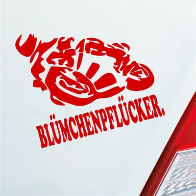 Produktbild von Auto Aufkleber Motorrad Blümchenpflücker Moped Bike Mopped JDM 10x11 cm Rot Sticker Heckscheibenaufkleber