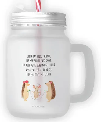 Produktbild von Mr. & Mrs. Panda Glas Igel Seilhüpfen - Transparent - Geschenk, Mason Jar, Lustige Sprüche, Seilspringen, Kindergarten, Mit Deckel Und Strohhalm, Trinkgefäß, Cocktailglas