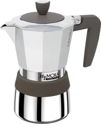 Produktbild von Pedrini MyMoka induction, Mokka-Kanne, Braun, Edelstahl, Aluminium, Silikon, Edelstahl, 6 Tassen, MyMoka induction, 1 Stück(e)